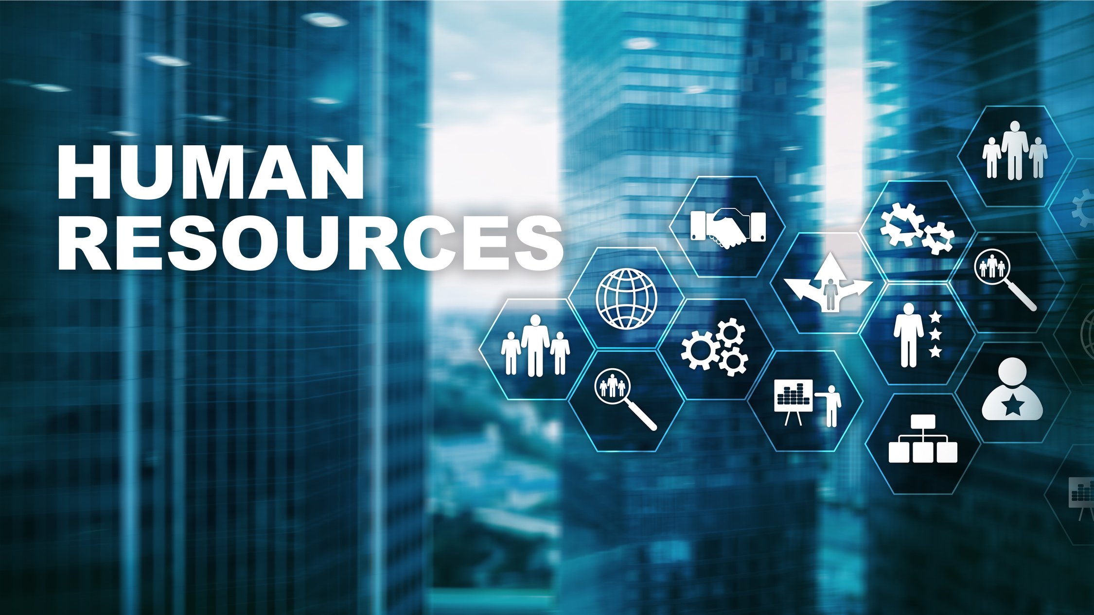 Human Resources HR management concept. Human resources pool, customer care and employees